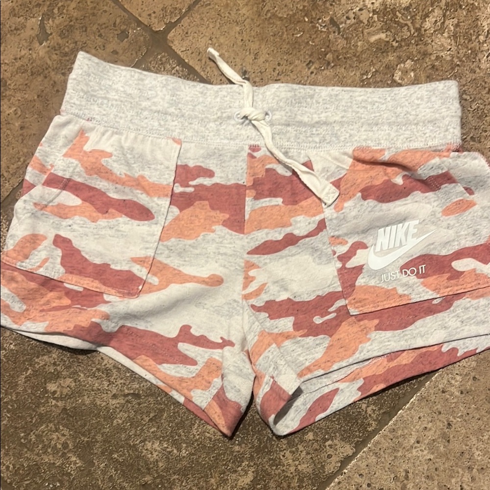 Nike Women's Athletic Shorts - Gray and Orange Camo